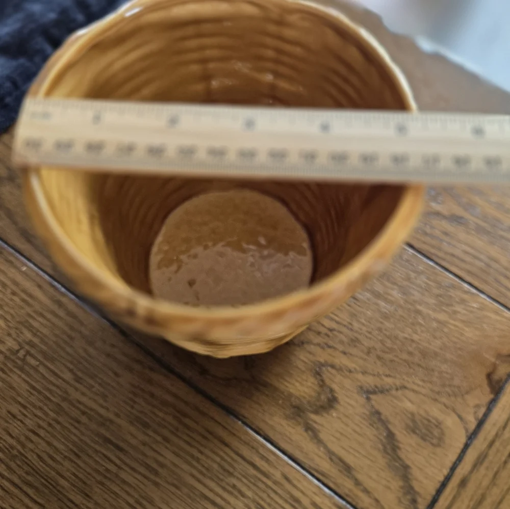 Vintage Ceramic Basket Weave Flower Pot
